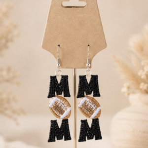 Embroidered MOM Football Earrings