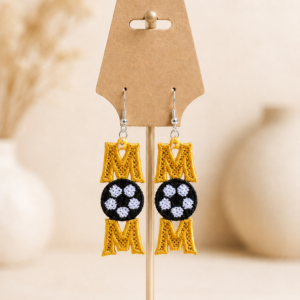 Embroidered MOM Soccer Earrings