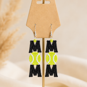 Embroidered MOM Tennis Earrings
