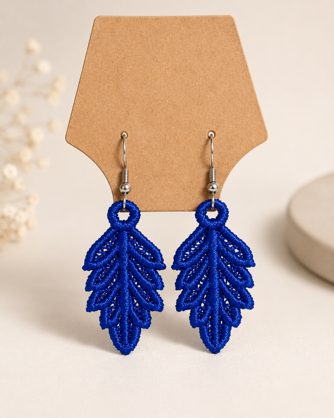 Embroidered Feather Earrings - Image 2