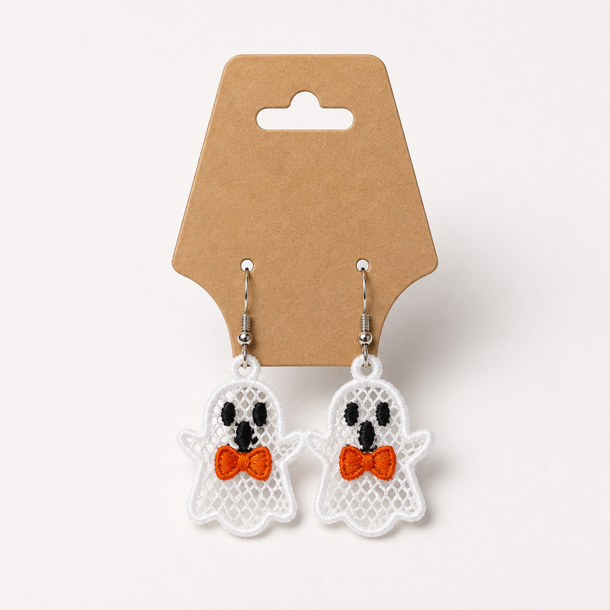 Embroidered Bow Tie Ghost Earrings