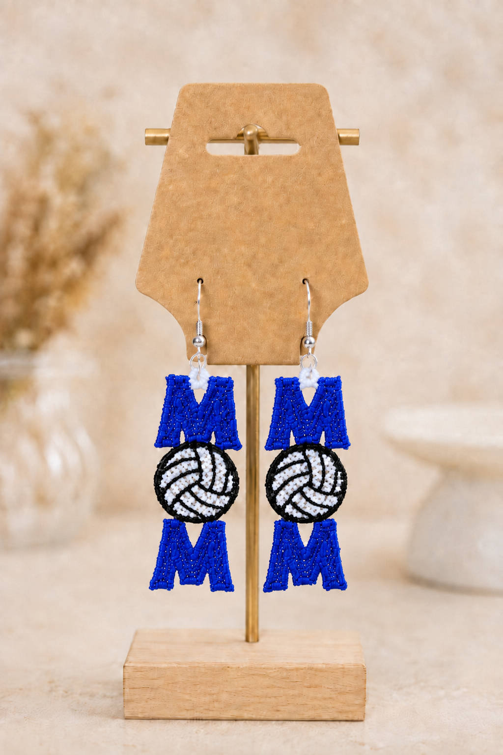Embroidered MOM Volleyball Earrings - Image 2