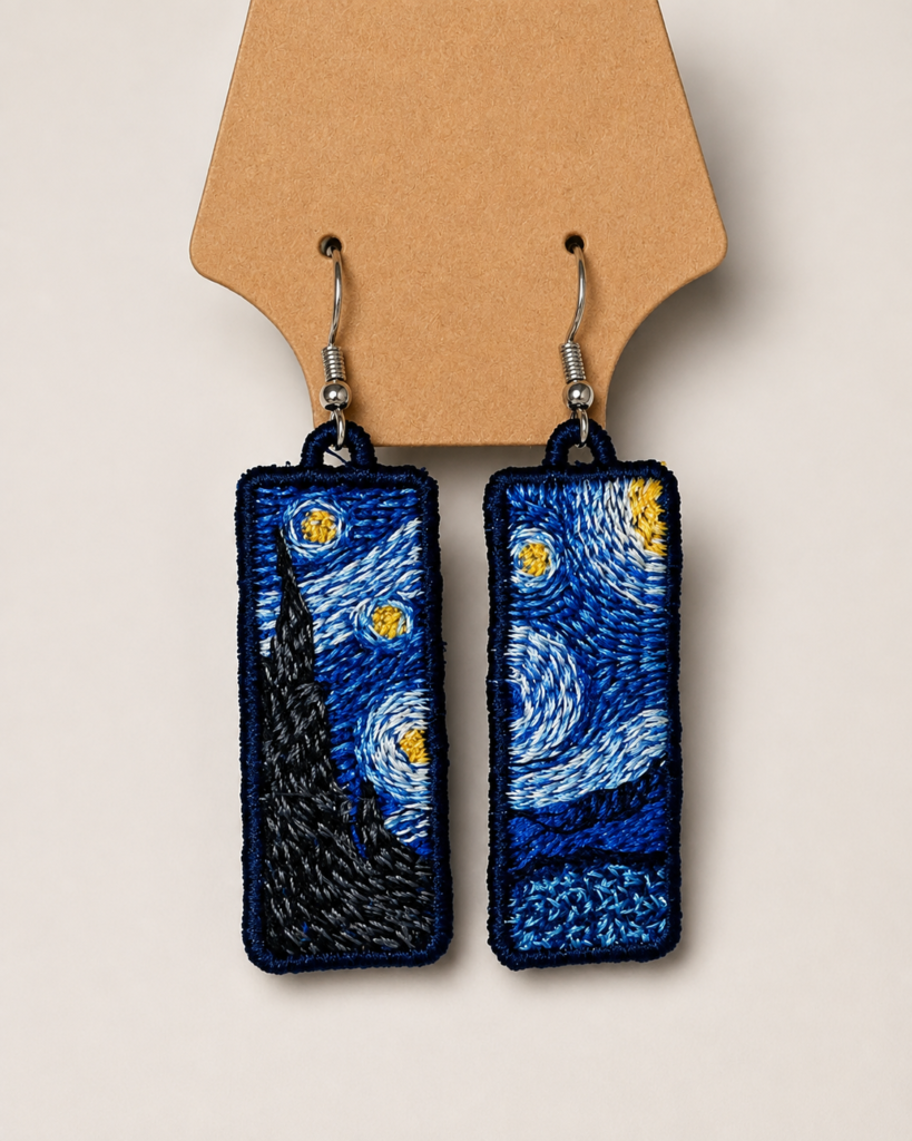 Embroidered Starry Night Earrings