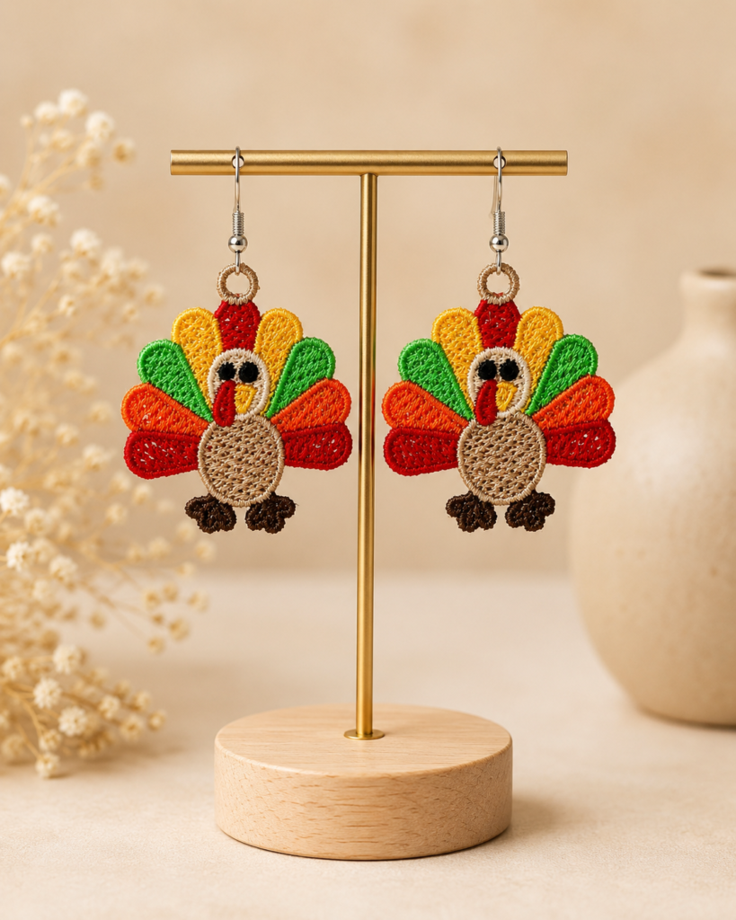 Embroidered Turkey Earrings