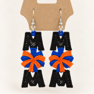 Embroidered MOM Cheerleading Earrings