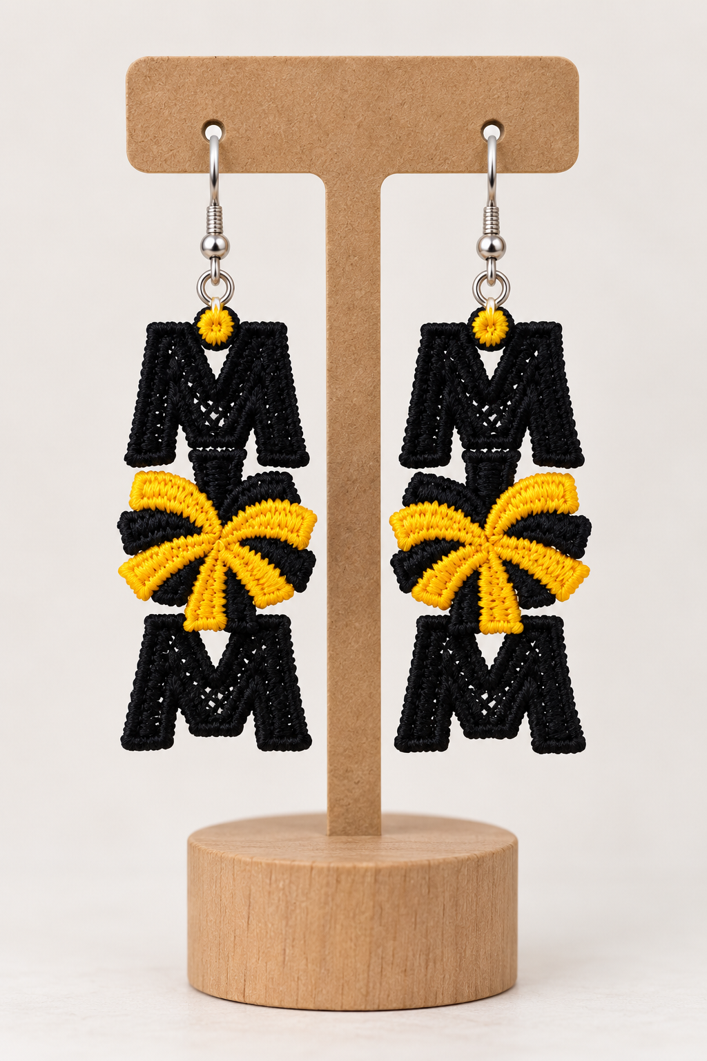 Embroidered MOM Cheerleading Earrings - Image 2